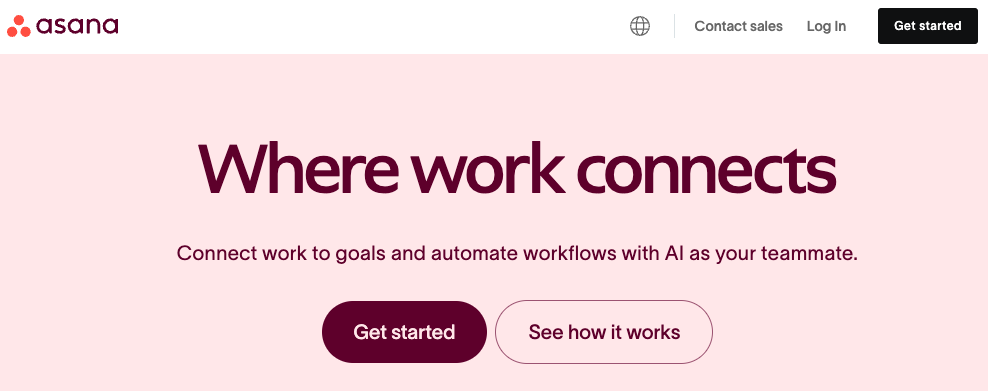 Asana homepage