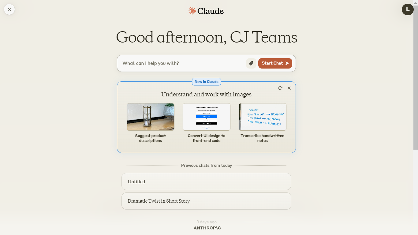 Claude AI chatbot interface
