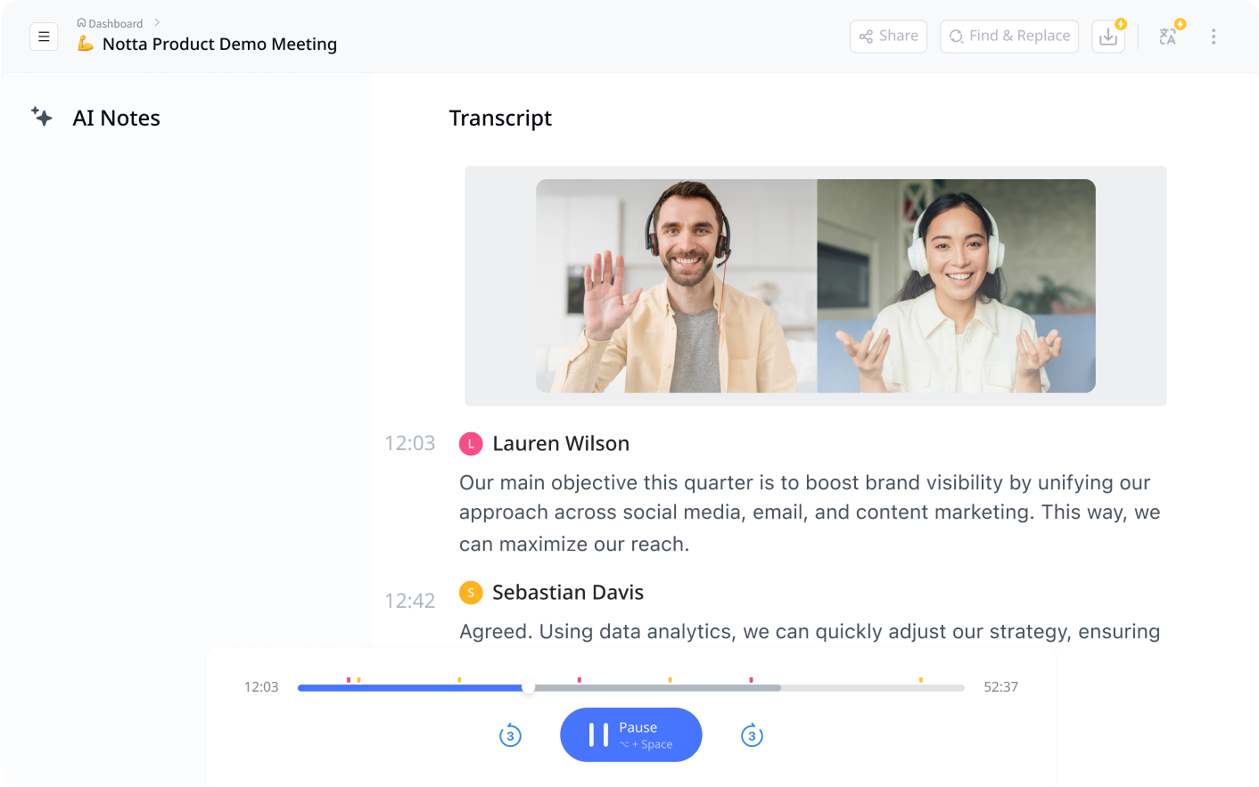 Online meeting with AI summary