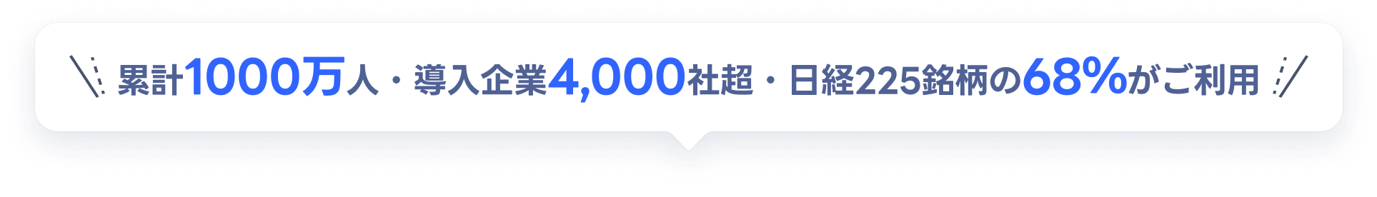 累計1000万人・導入企業4,000社超・日経225銘柄の68％がご利用