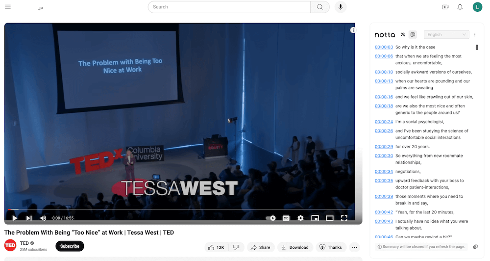 Use Notta Chrome extension to transcribe YouTube videos