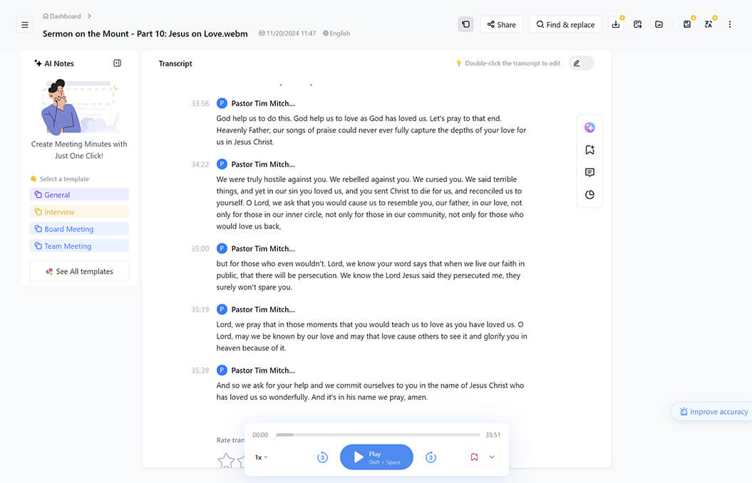 Review and download your sermon transcript