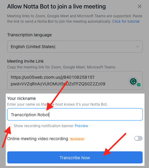 transcribe zoom meetings for free