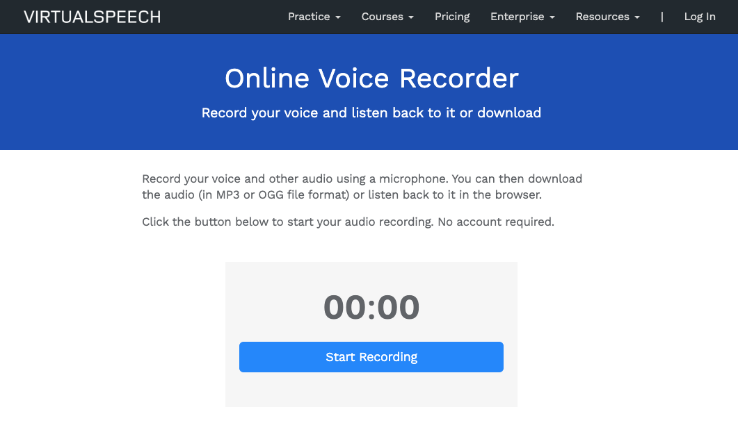 VirtualSpeech homepage